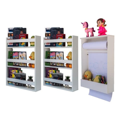 2 Estante Porta Revistas Infantil 1 Tela Desenho com papel