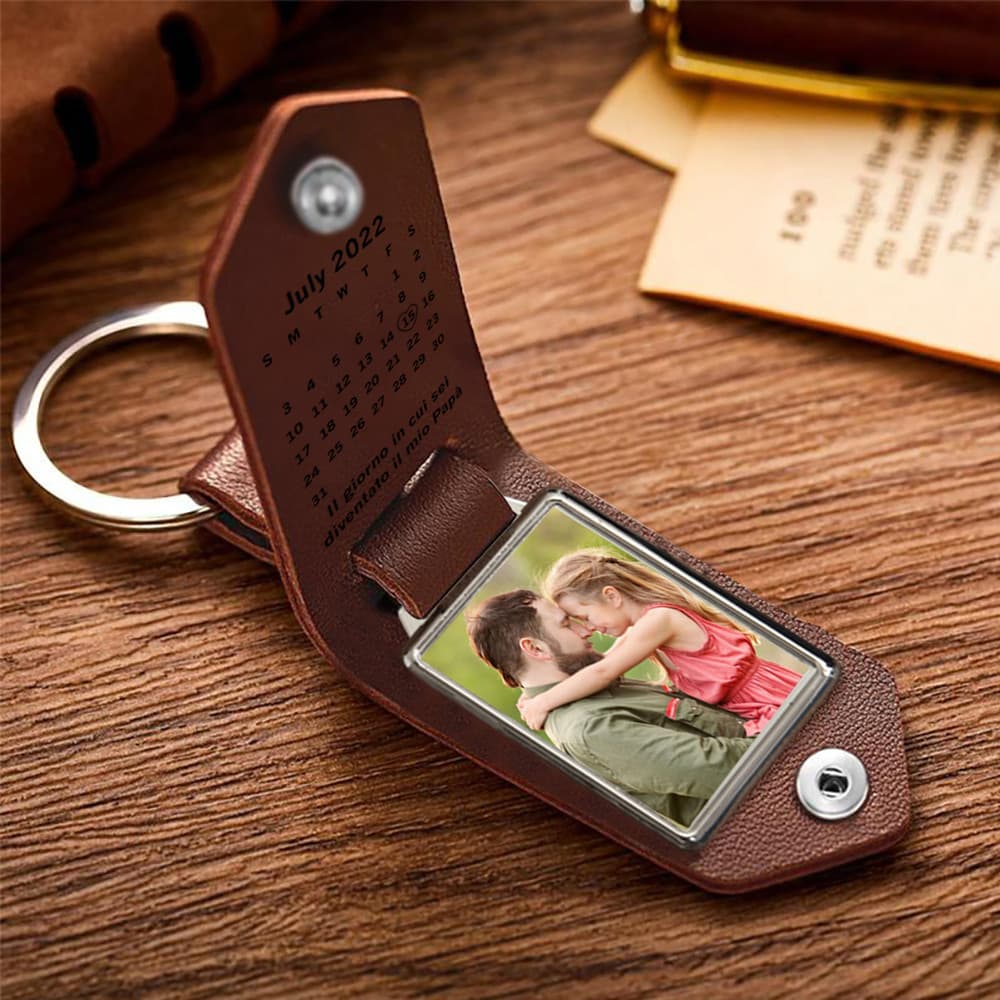 Presentes para Dia dos Pais Chaveiro Fotográfico Personalizado Para Casal De Couro PU Anel Dia Dos Namorados Marido