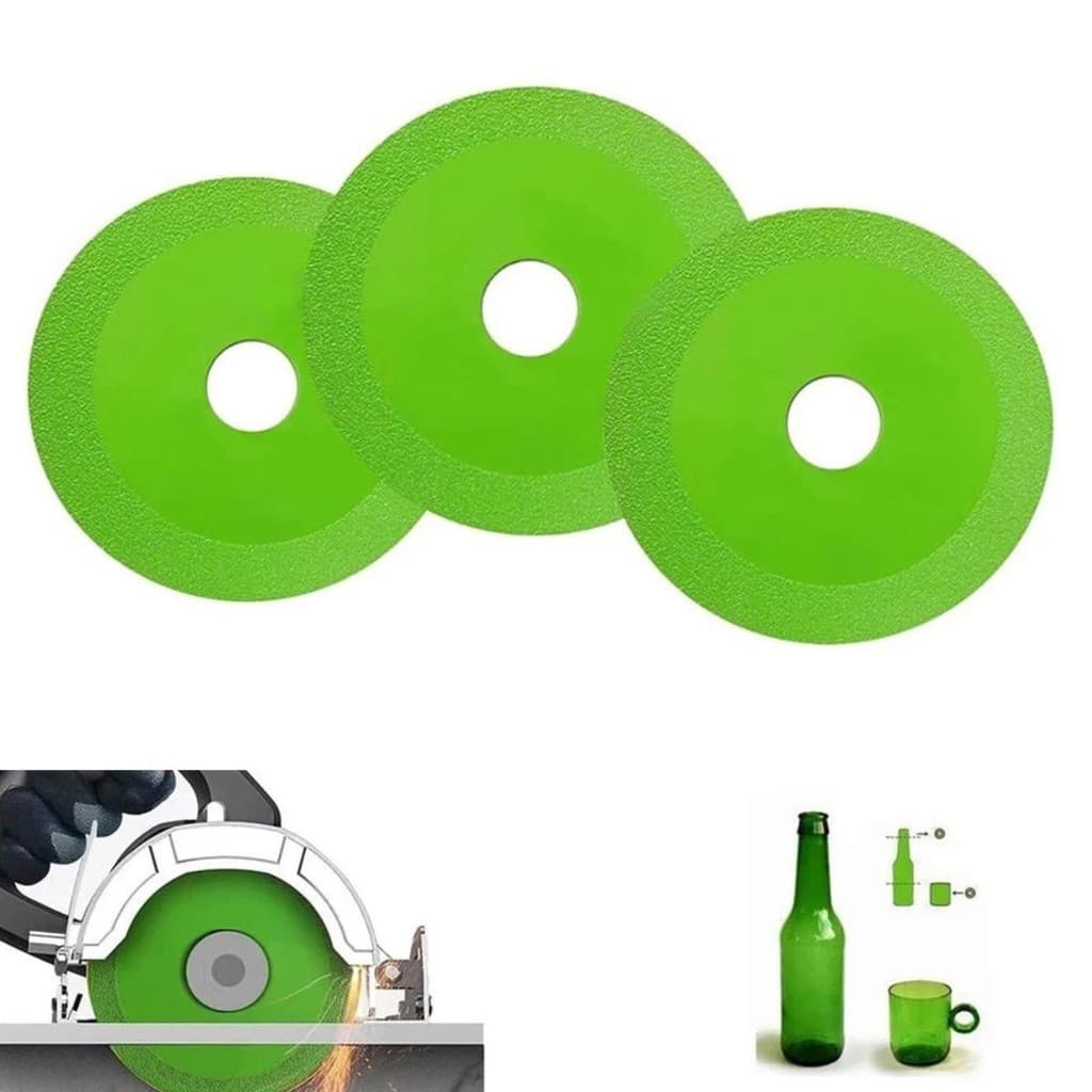 Kit 3 Disco De Corte Vidros Garrafas Espelhos 100mm Com Anel Redução