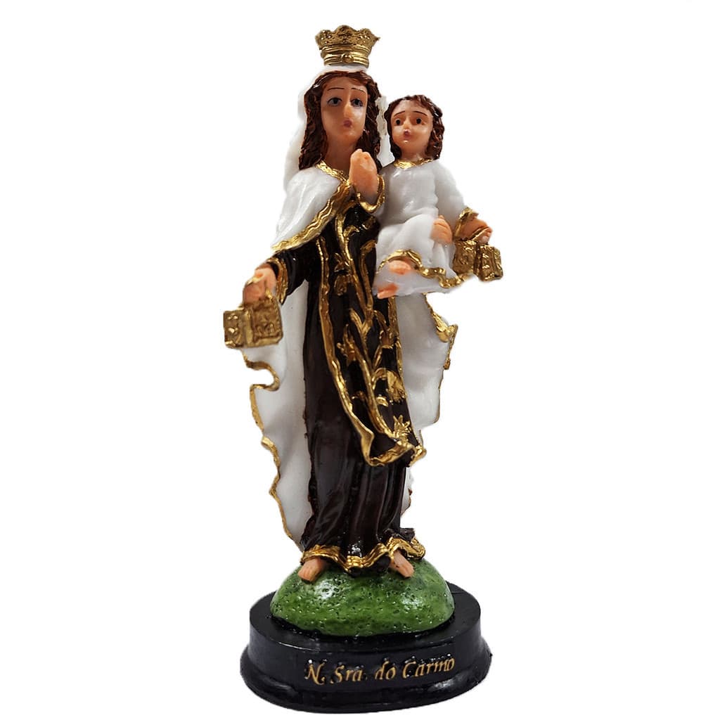 Imagem Sacra Nossa Senhora Do Carmo Feita em Resina Escultura Religiosa Rica em Detalhes 15 Cm Top .