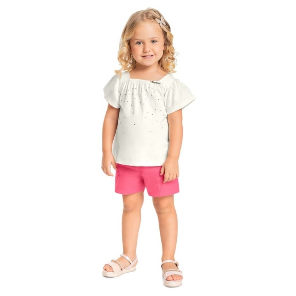 Conjunto Blusa e Shorts Infantil Menina Com Brilho