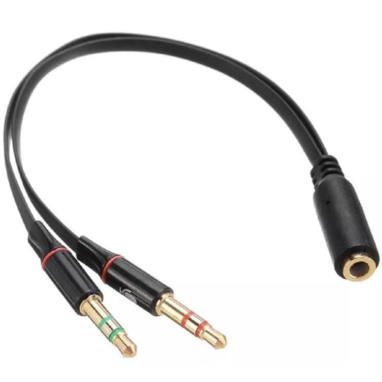 Cabo De Áudio Adaptador P2 1 Entrada P3 fêmea 2 saídas P2 macho PC Computador Fone Microfone