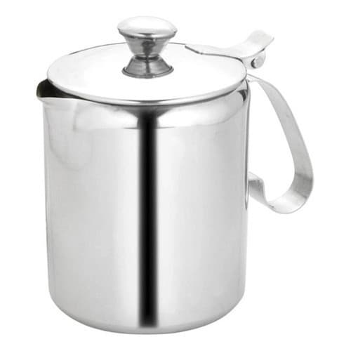 Bule Leiteira Leite Café Aço Inoxidável Com Tampa Barista Profissional 750ml