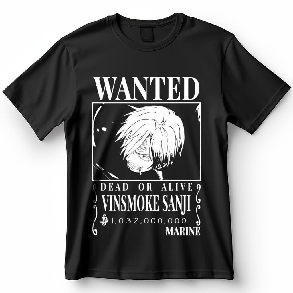 Camiseta One Piece Wanted Vinsmoke Sanji Procurado Blusa Camisa 100% Algodão TOP
