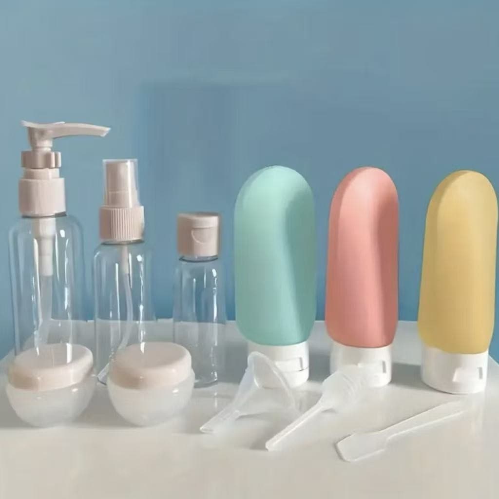 Kit 11 Frascos Porta Shampoo/ Cremes/ Plastico Para Viagem