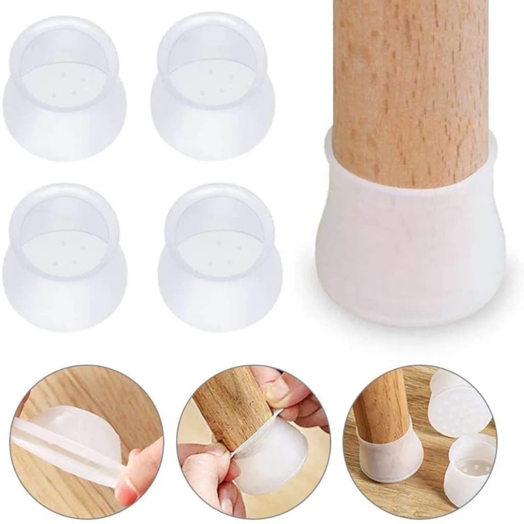 Kit C/ 12/16/20/48 Protetor de Silicone para Pés de Cadeira e Mesa Pés Pezinho Redondo Recommend