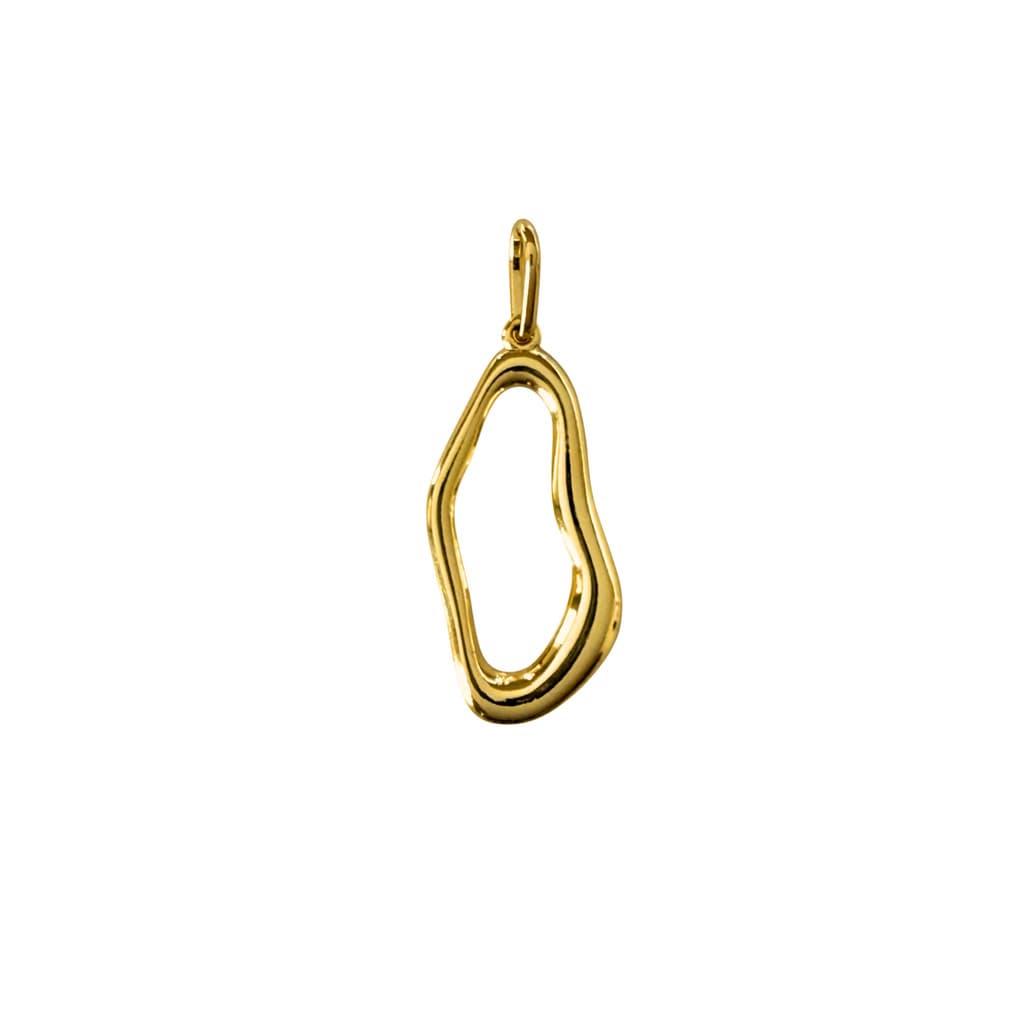 Pingente Feminino Banhado a Ouro 18k Orgânico Oval Semijoia Ciela 1,8x3 cm