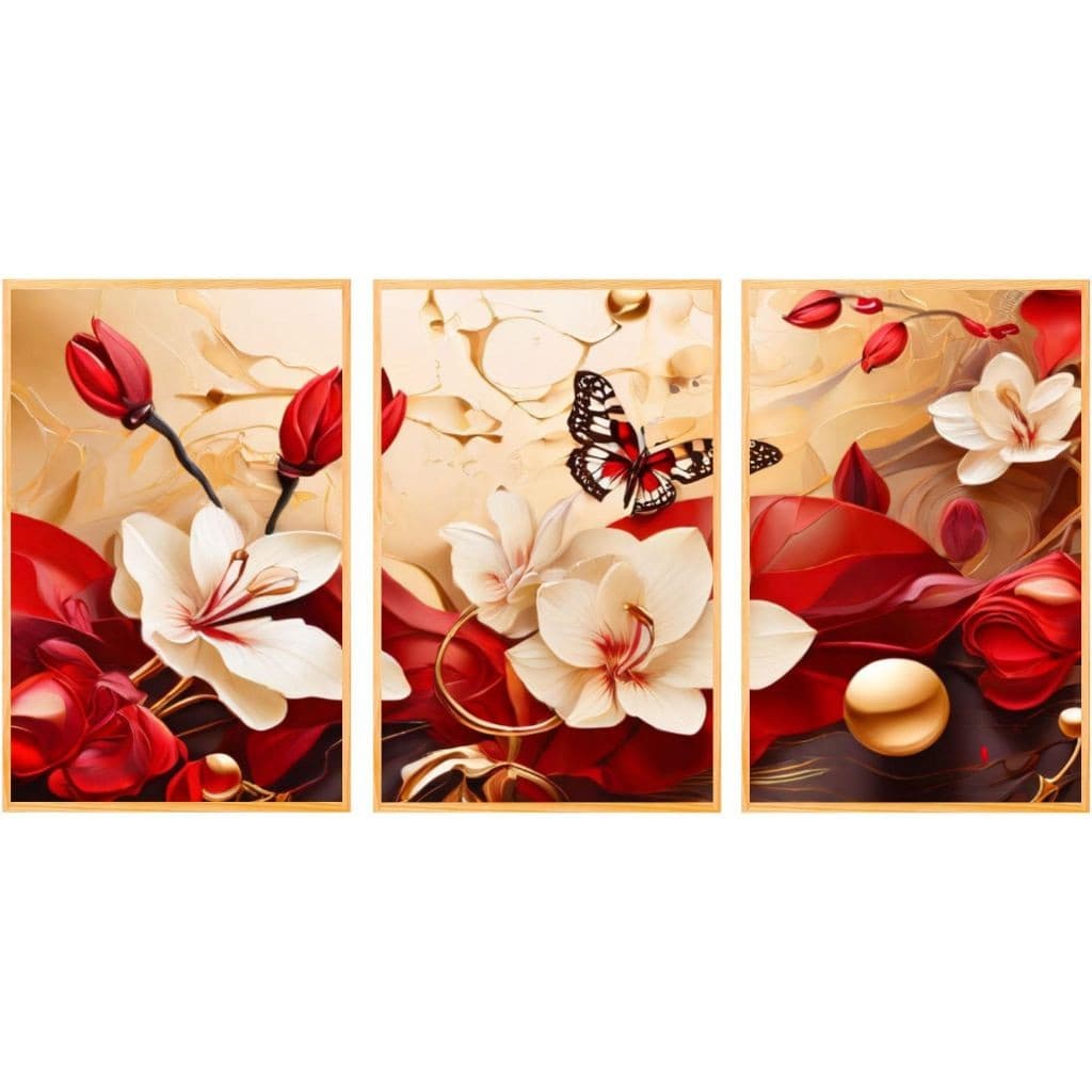 Quadro para decoração flores de laranjeiras brancas 3 peças