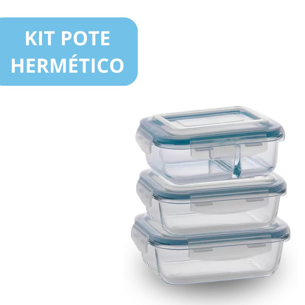 kit de potes azul herméticos moderno ideal para sua cozinha