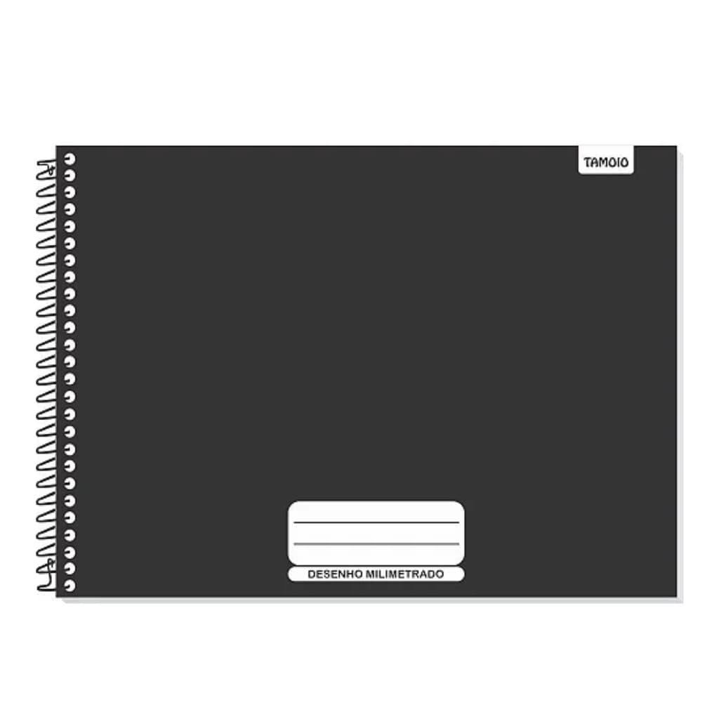 CADERNO CARTOGRAFIA MILIMETRADO 48 FOLHAS NEUTRO PRETO