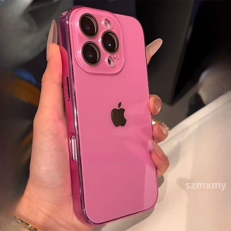 A Nova Capa De Telefone Oficial Rosa Nano Vidro Para IPhone 16 14 13 12 11 15 Pro Max 12Pro Banhada Gelo Suave Traseira