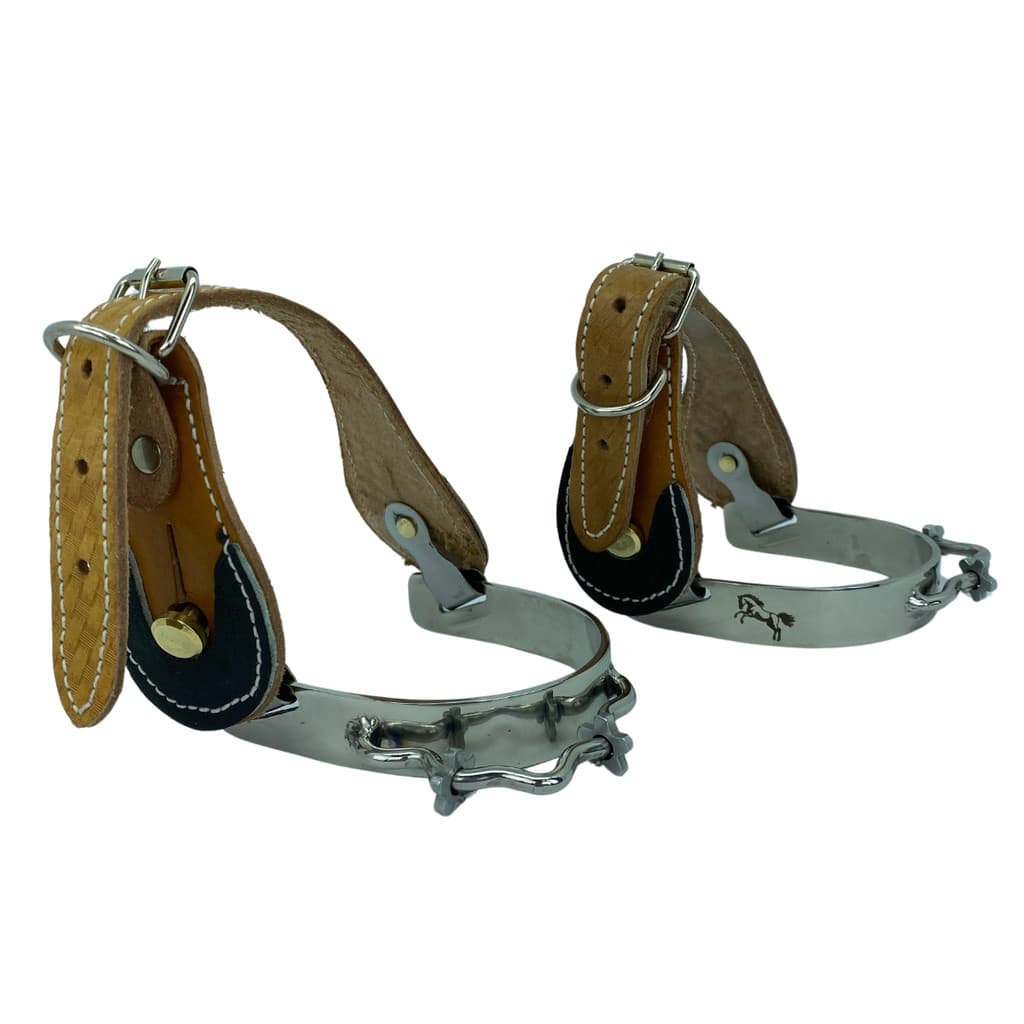 Kit espora cavalo tambor em inox similar a importada para 3 tambor + correia em couro legítimo bovino Profissional