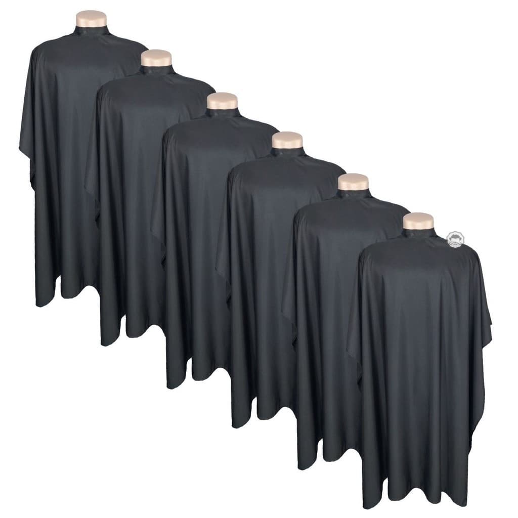 Kit 6 Capas de Corte em Microfibra Preta p/ Barbearia e Cabeleireiros Não Mancha c/ Pó Descolorante