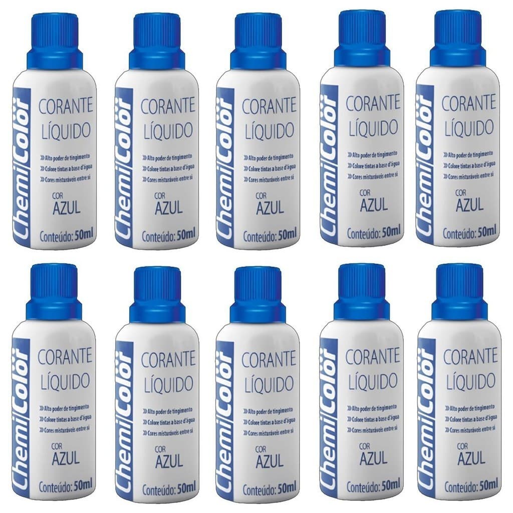 Kit 10 Corante Líquido Tinta Bisnaga Parede 50ml Pigmento