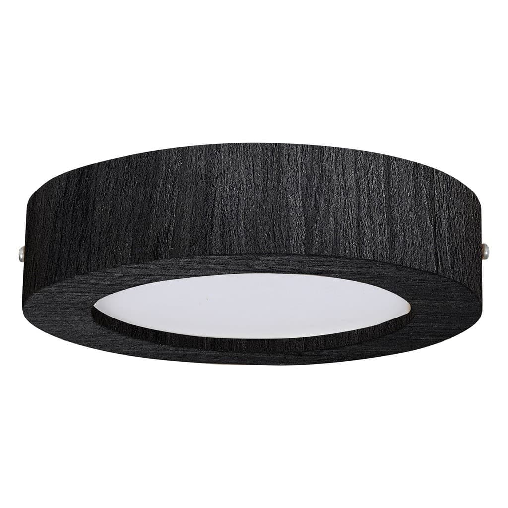 Plafon LED Madeira Redondo Sobrepor Teto Luz Amarela e Branca Sala Quarto Preto