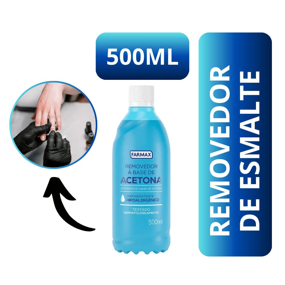 Removedor de Esmalte À Base de Acetona Farmax 500ml