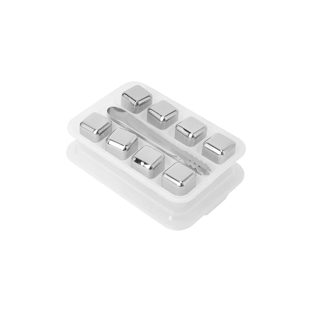 Kit - 8 Cubos de Gelo Inox com Pegador, não derrete