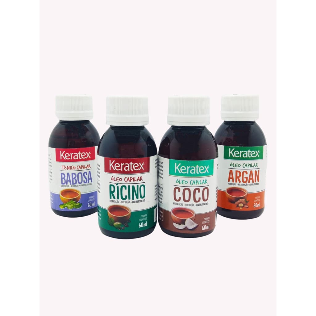 Kit Oleo Capilar Keratex Ricino + Coco + Argan + Babosa 60ml