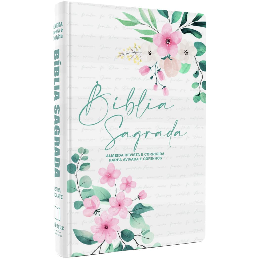 Bíblia Feminina | Letra Maior | Floral Branca | Harpa Cristã | RC