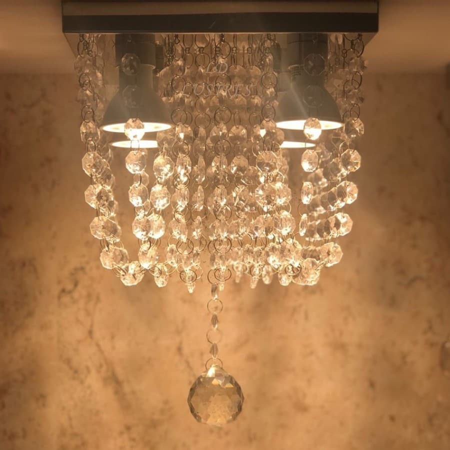 Lustre Teto Sofisticado Cristal Acrílico Base Inox