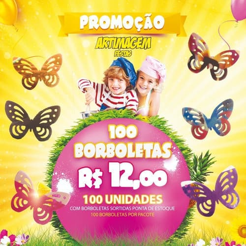 Artimagem 100 Borboletas De Papel Arroz - Ponta De Estoque