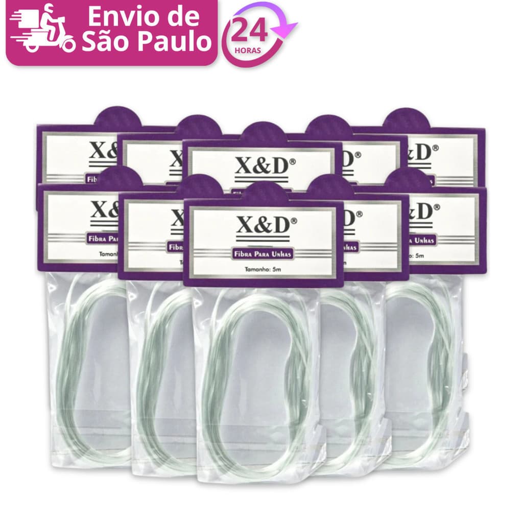 Kit Manicure 10 Fibra De Vidro 5m Para Extensão Alongamento De Unha Postiça Realista Nail Tips X&D