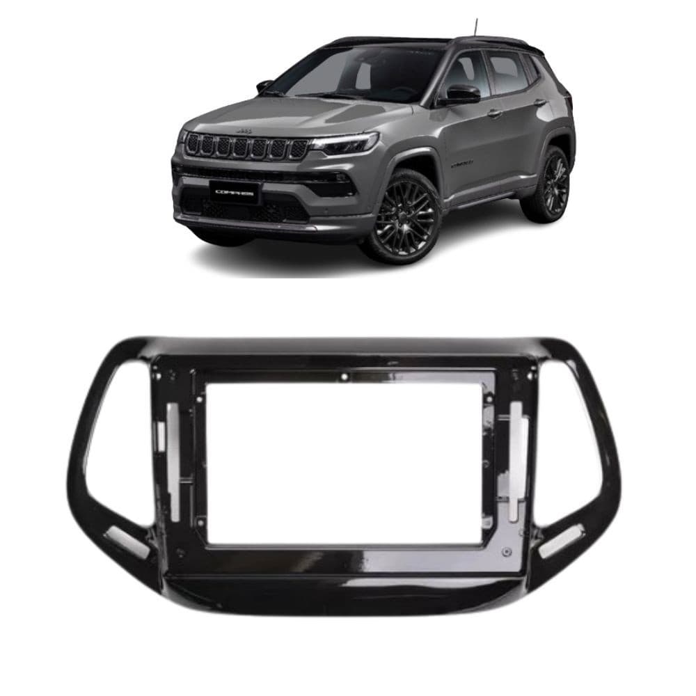 MOLDURA 10 POLEGADAS JEEP COMPASS 2017 A 2021 BLACK PIANO