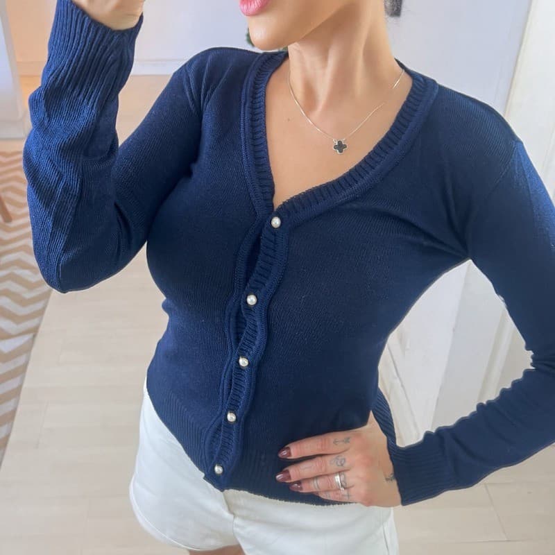 Casaco Tricot Lisa Com Botões Elastano Lindo Moda Super Envio !