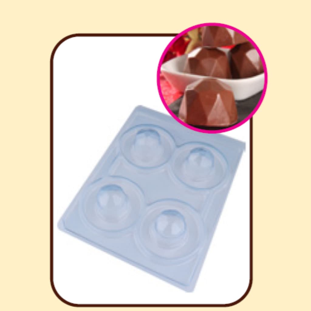 Forma com Silicone 3 partes para Chocolate Trufa Diamante 45g - Forma para chocolate - Forma ovo de Páscoa