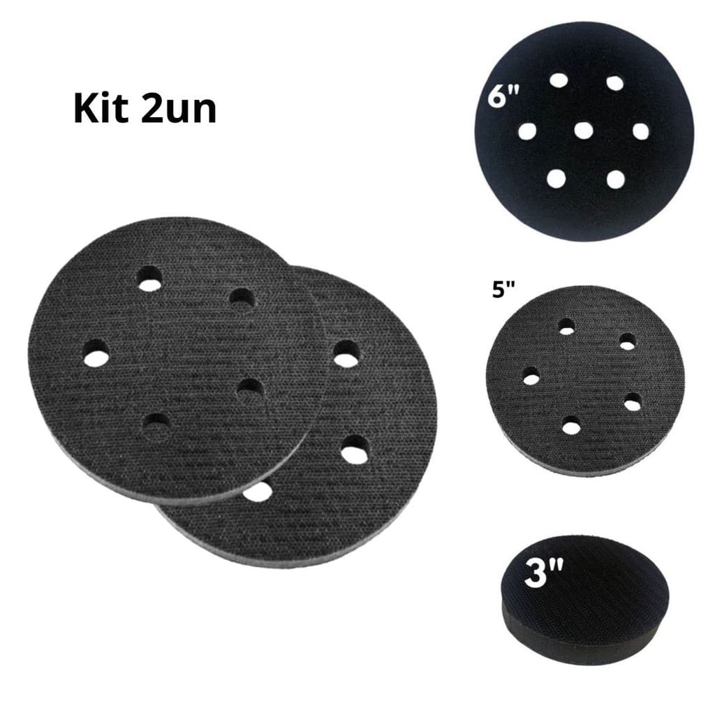 Kit 2 Interface de 6'' 5'' OU 3'' Variações | Redutor de Impacto | Hookit | Lixamento