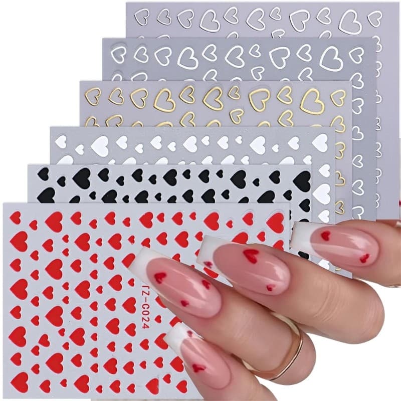 blg Coração Adesivos Arte Unhas Corações Decalques Adesivo Vermelho Designs Para Meninas Gif