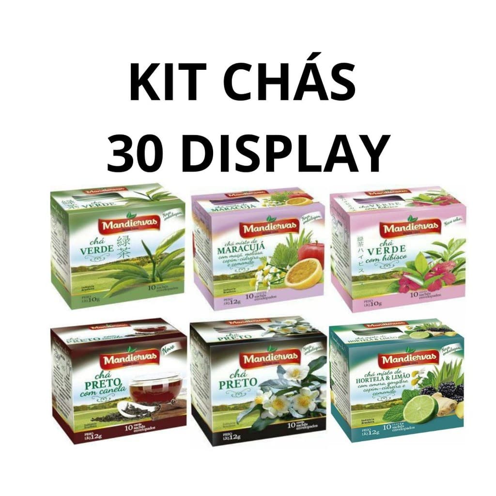 KIT CHÁS MANDIERVAS SABORES DIVERSOS 30 DISPLAY COM 30 UNIDADES