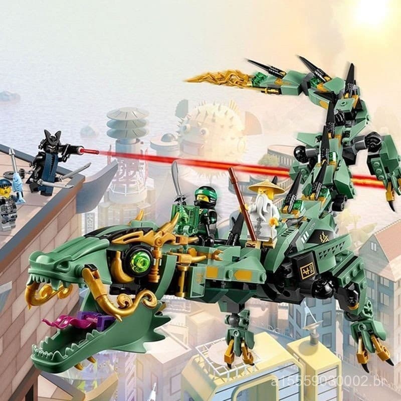Blocos de Construção Fantasma Ninja Mecha Dragão Avião Brinquedo Elétrico para Meninos e Meninas Presente Infantil
