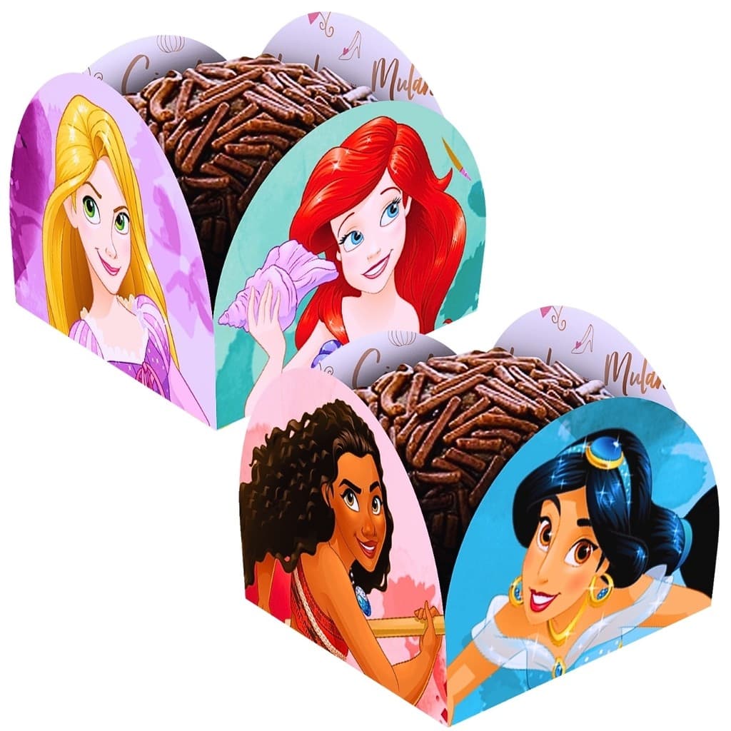 Porta Forminha De Brigadeiro Doces Princesas da Disney Festa de Aniversário com 50unid - 4 Pétalas