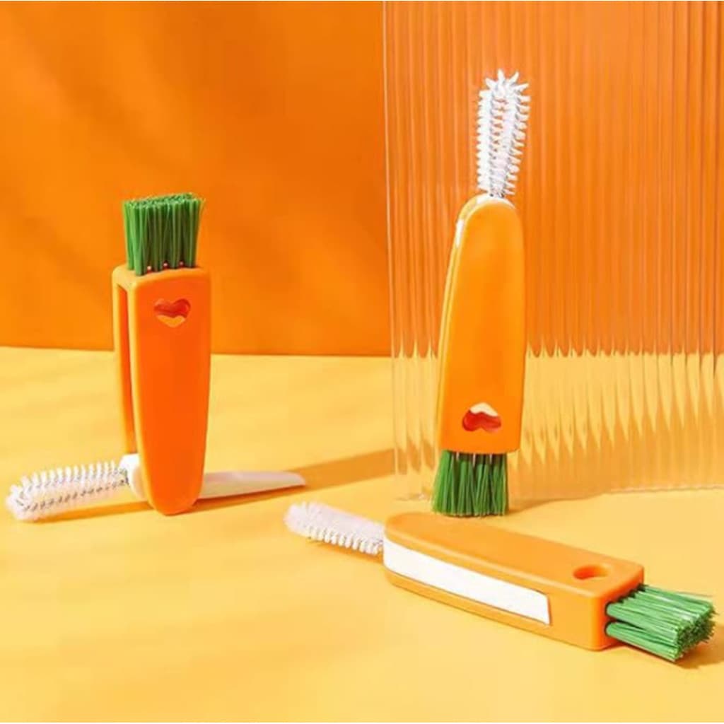 Mini Escova Dupla  Plástica Para Lavar Garrafas E Mamadeiras- Sortidas