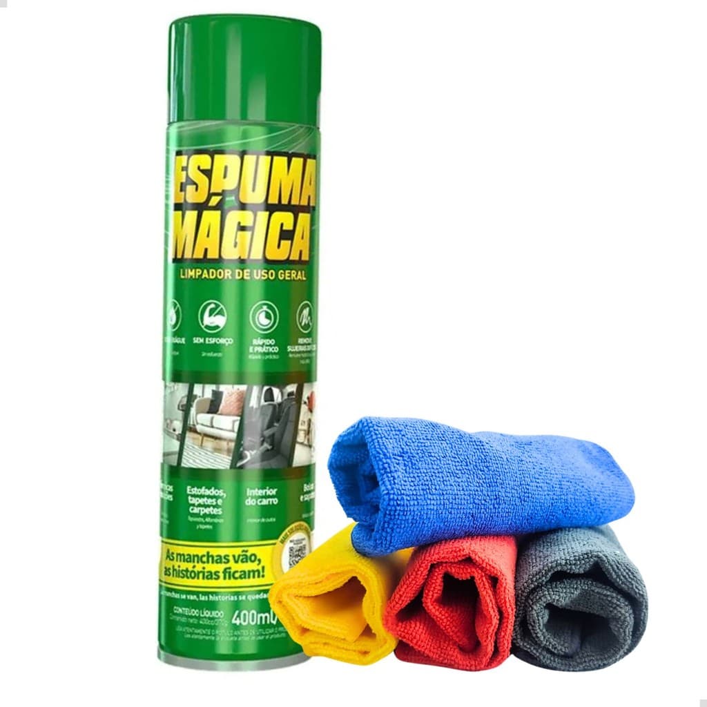 Kit Espuma Magica Limpador a Seco Uso Geral + Microfibra