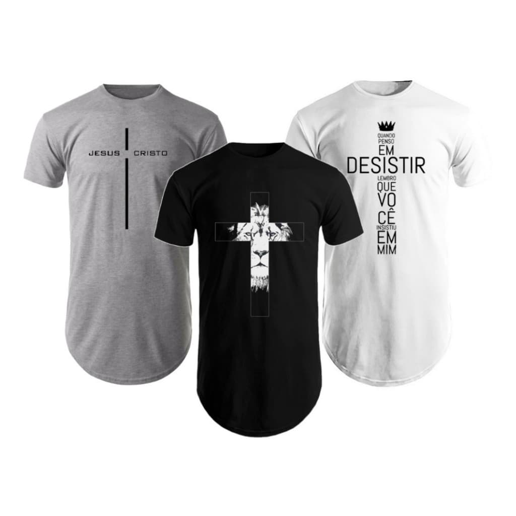 Kit Com 3 Camisetas Camisas Masculinas Long Line Oversize