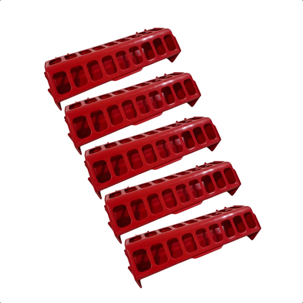 Kit 5 Comedouro Calha 30cm Para Aves Frango Cordona Galinhas