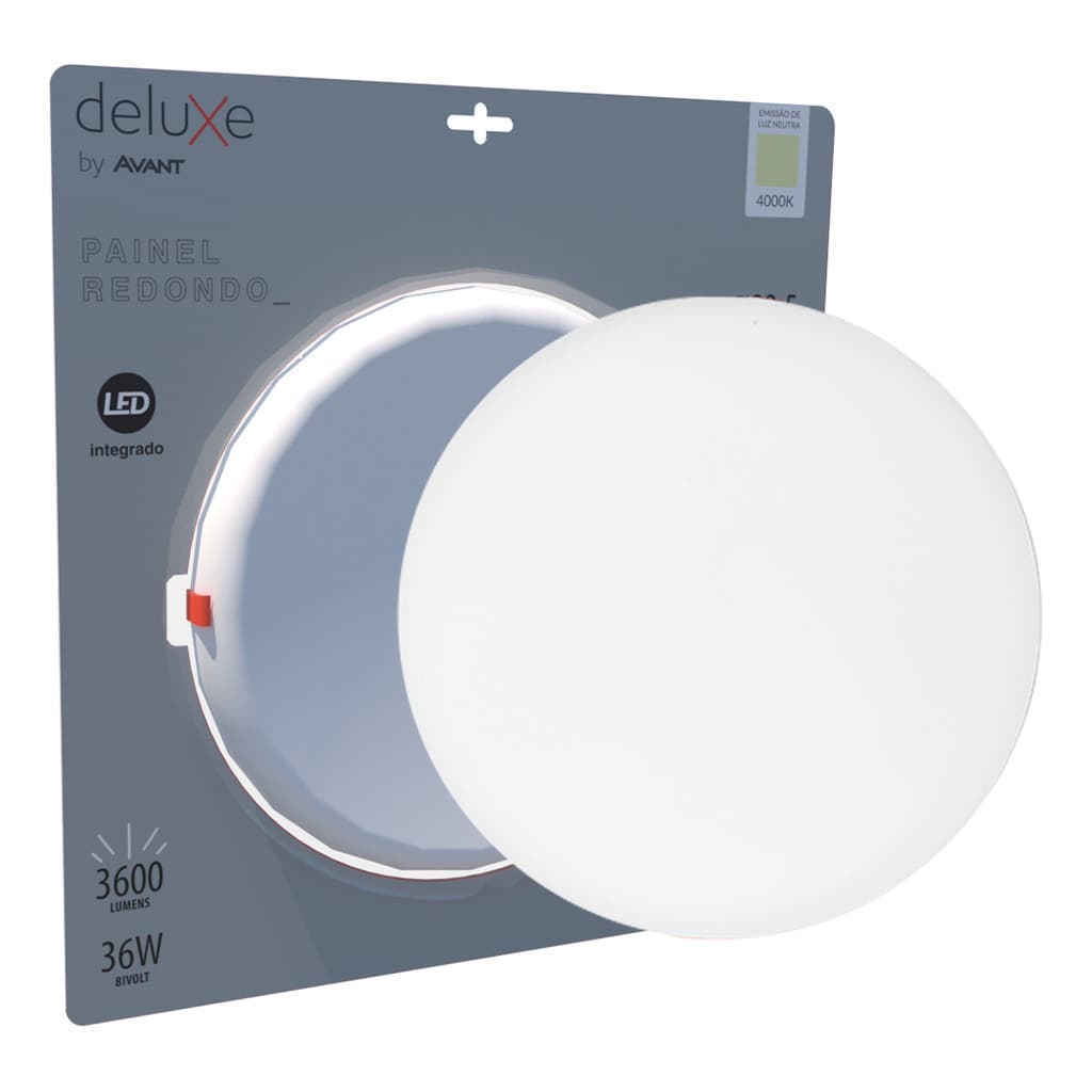 Painel Led Flat 36w 4000k Embutir Redondo Bivolt Deluxe