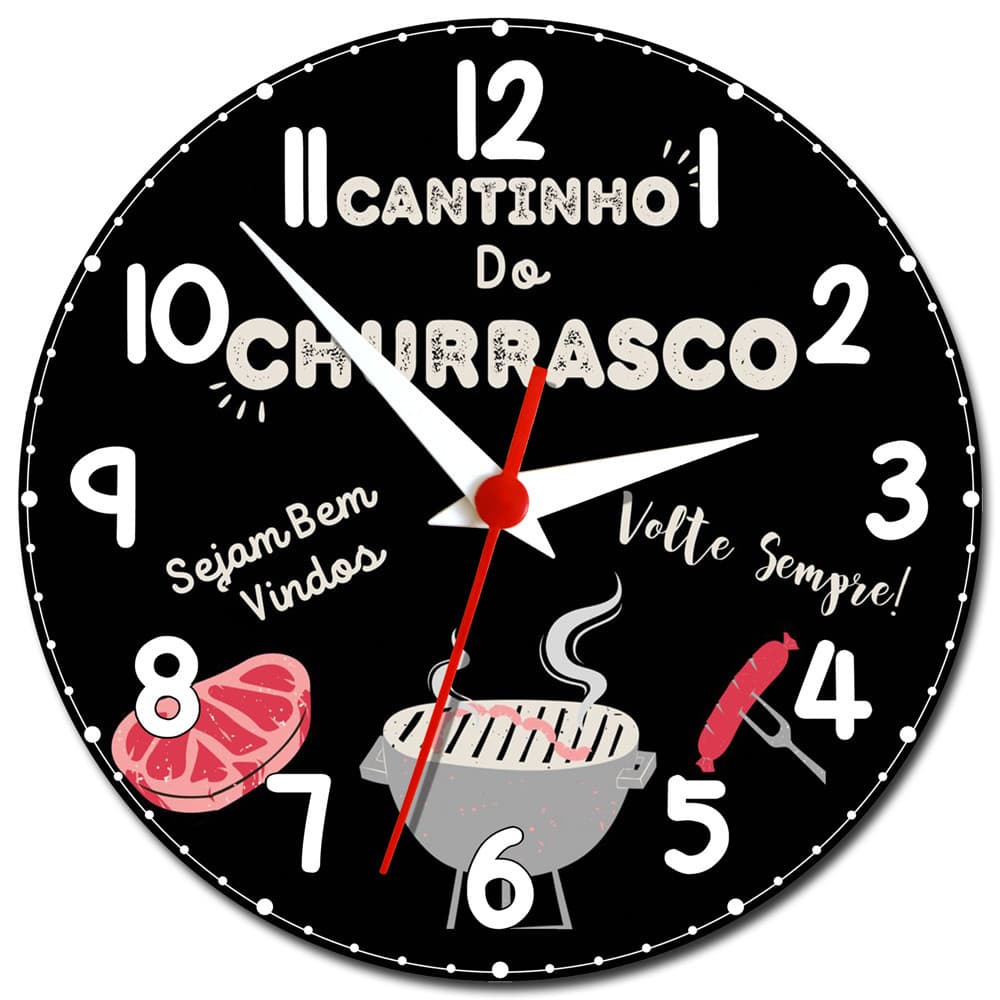 Relógio de Parede Cantinho Do Churrasco - Decoração Para Churrasco