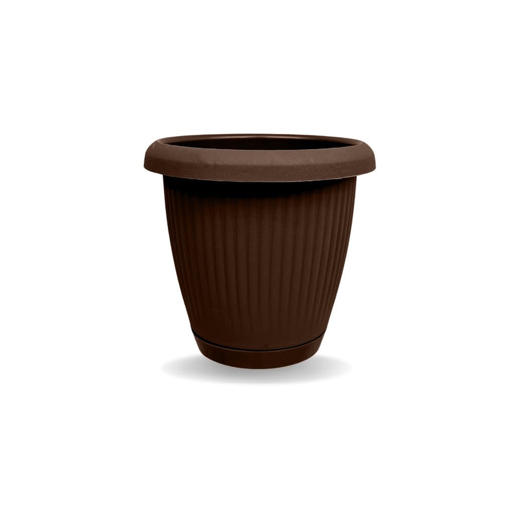 Vaso com Prato Embutido Anti Dengue 1,4lts Marrom Usual