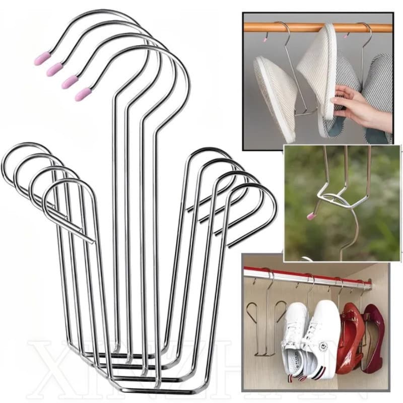 Ganchos Para Secar Sapatos De Aço Inoxidável-Portáteis , À Prova De Vento , Cabide Multifuncional-Empilháveis , Sem Furos , Com Economia De Espaço-Toalhas , Gravatas , Meias-Estantes Armazenamento De-Prateleira De Drenagem