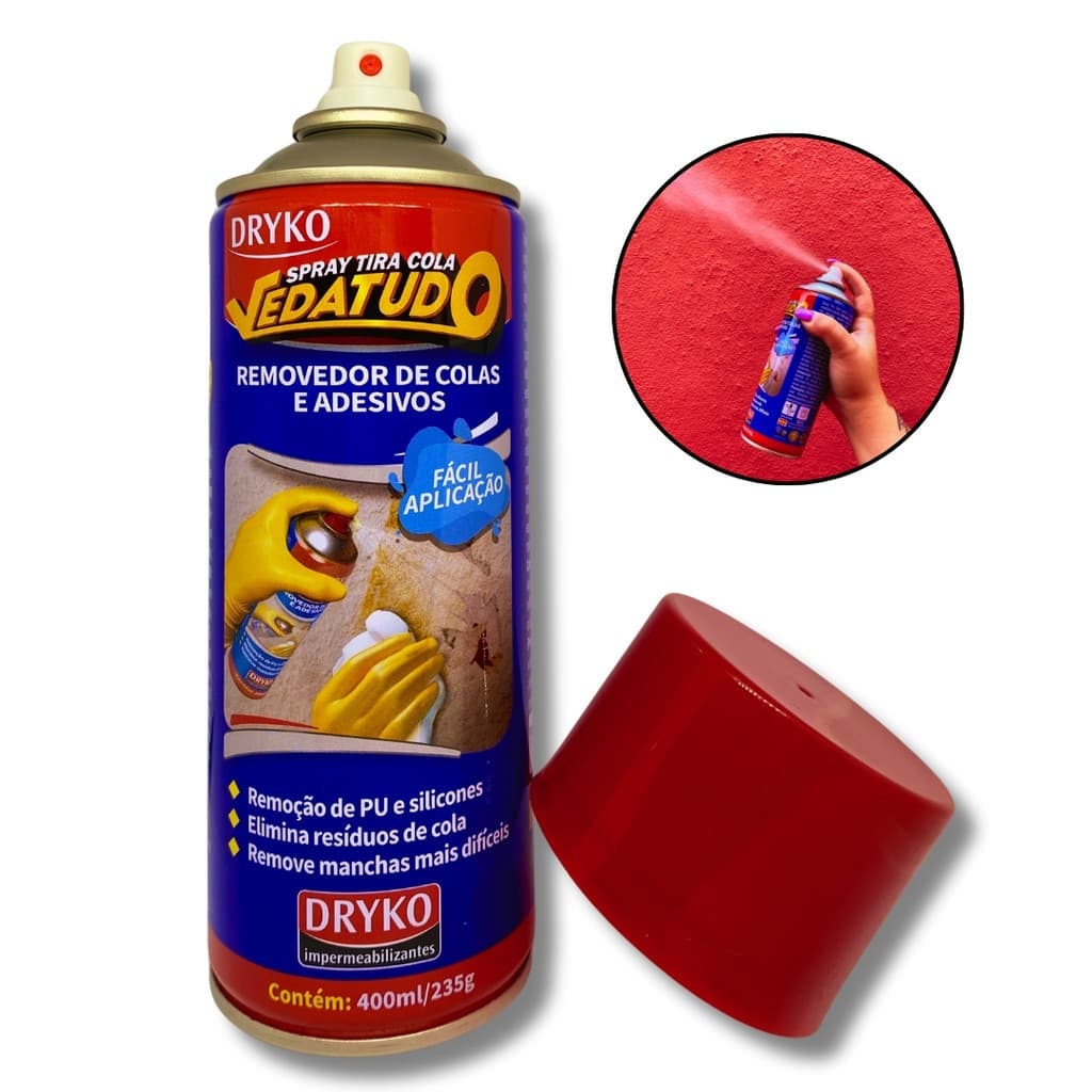 Spray Tira Cola Removedor Adesivo Silicone Vidro Dryko 400ml Mancha Difícil Caneta Giz Óleo Resíduo
