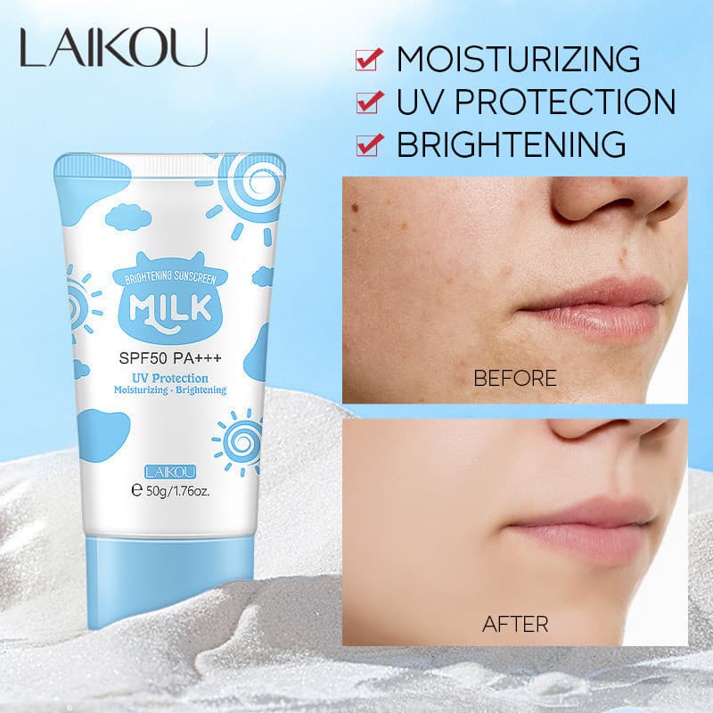 LAIKOU Protetor Solar Brilhante De Leite Fps50 PA + Proteção UV 50g pronto entregar