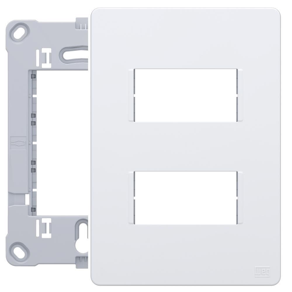 Kit 5 Placa E Suporte Esatta 4x2 2 Posto Branco