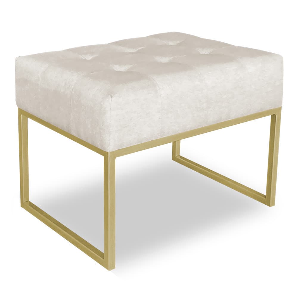 Puffe Para Sala de Estar Lisa Suede Base Metálica Industrial Dourado - Pallazio
