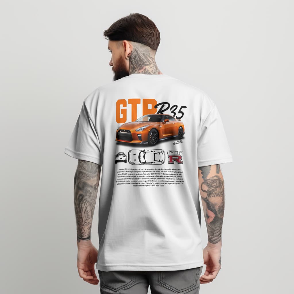 Camiseta Gtr Laranja Godzilla Streetwear Masculina Feminina camisa 100% Algodão Gtr Laranja Godzilla 30.1 font t-shirt