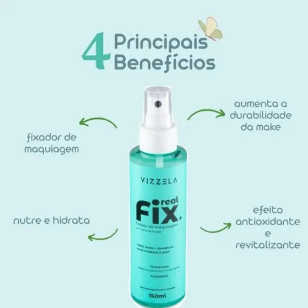 Fixador de Maquiagem Antioxidante Real Fix  Vizzela 150ml
