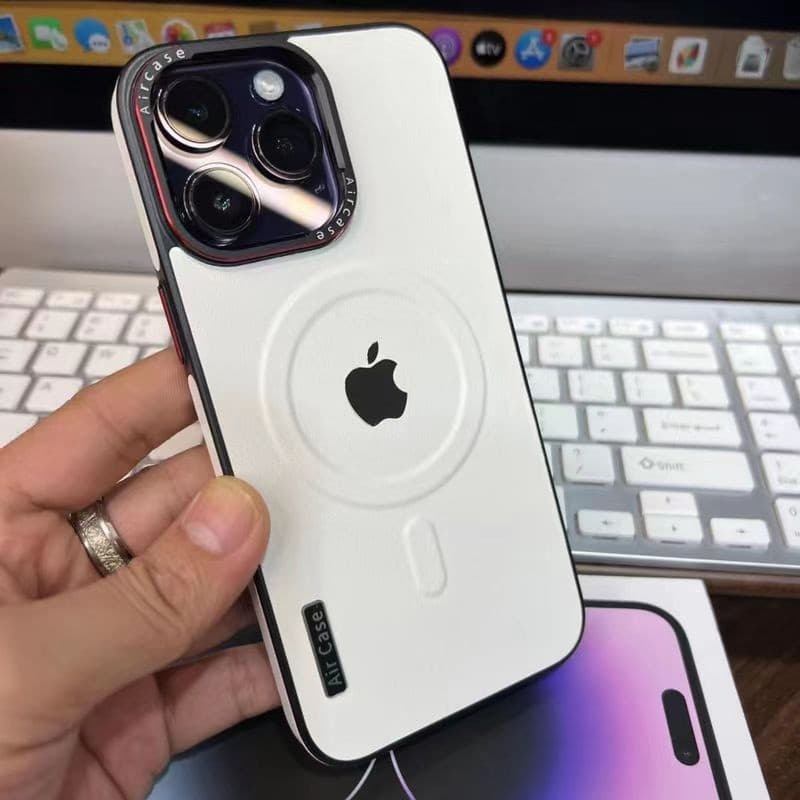 Nova Capa De Couro Magnético Original Para iPhone 12 13 14 15 16 Pro Max Estilo Simples Lente Dura À Prova De Choque