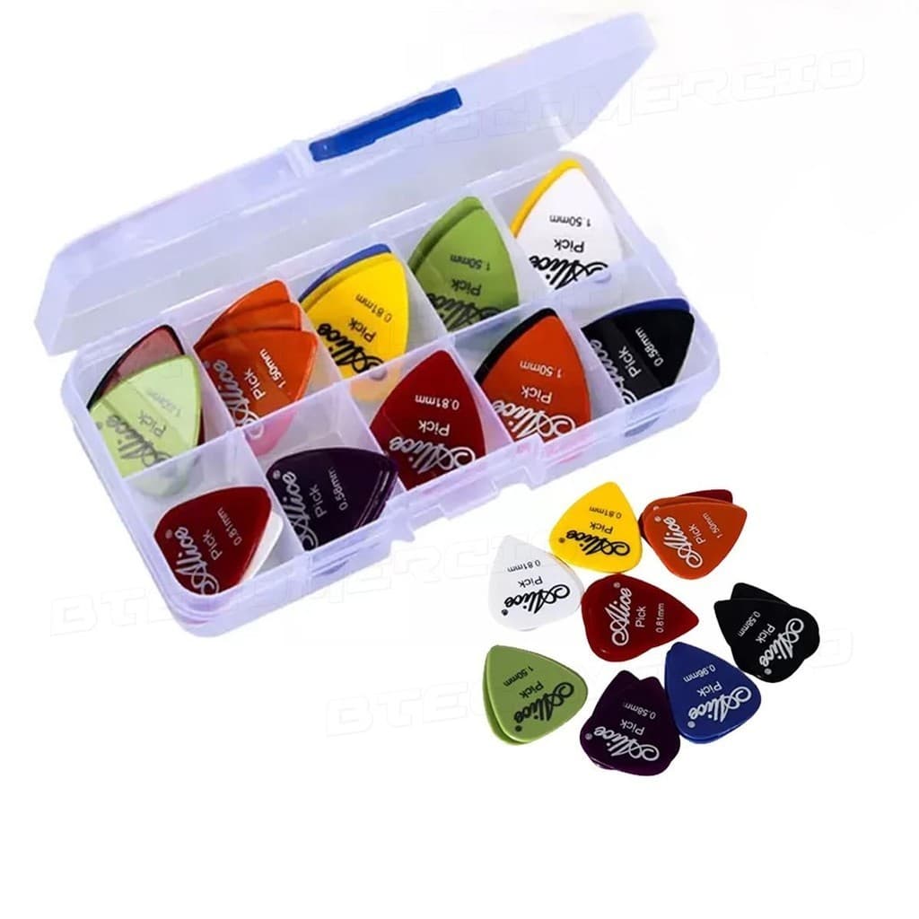 Caixa Kit 50 Unidades Palheta Paleta Guitarra Violão Baixo